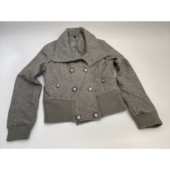 Vintage‎ GUESS Jeans Wool Coat Womens Collared Size Medium Jacket Retro Y2K - Picture 1 of 10